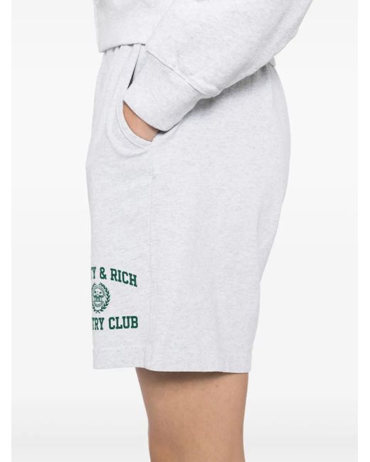 Sporty & Rich Varsity Crest Sportshorts in het White