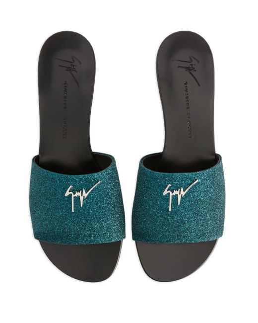 Giuseppe Zanotti Green Shirley Glitter Sandals
