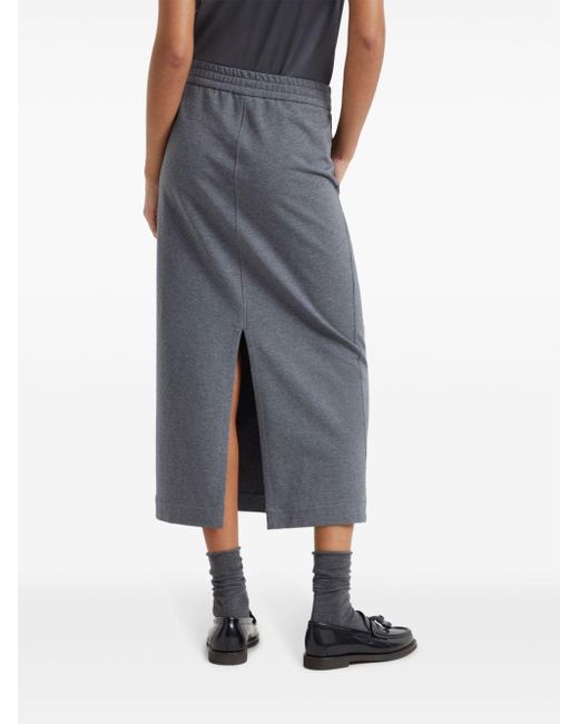 Brunello Cucinelli Gray Elasticated-waistband Midi Skirt