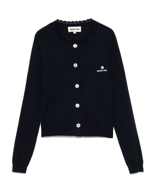 ShuShu/Tong Blue Cardigan Mit Logo-Stickerei