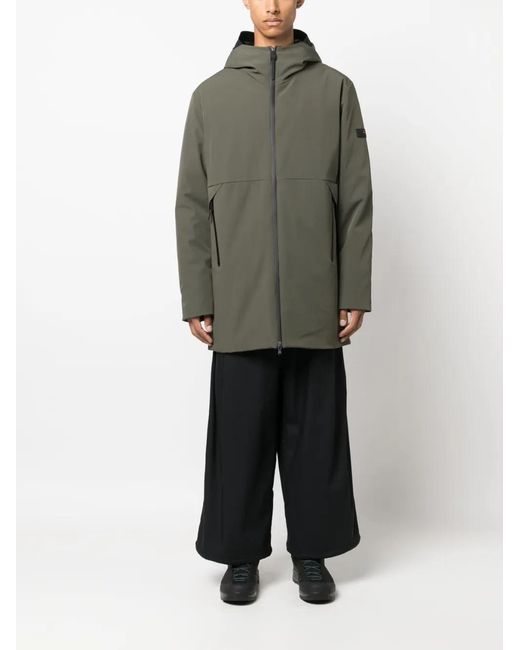 Peuterey Green Logo-Patch Hooded Coat for men