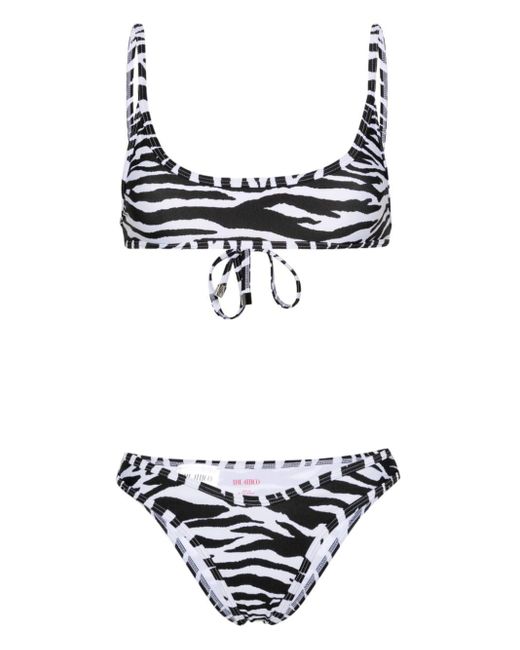 The Attico White Zebra-print Bikini
