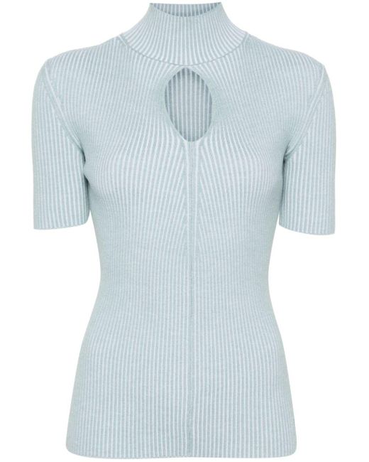 Fendi Blue Cut-out Detail Knitted Top