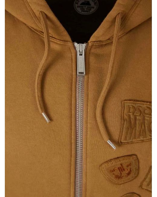 DSquared² Brown Logo-Patch Zip-Up Hoodie for men