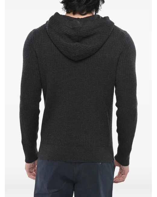 Paolo Pecora Black Ribbed-Knit Hoodie for men