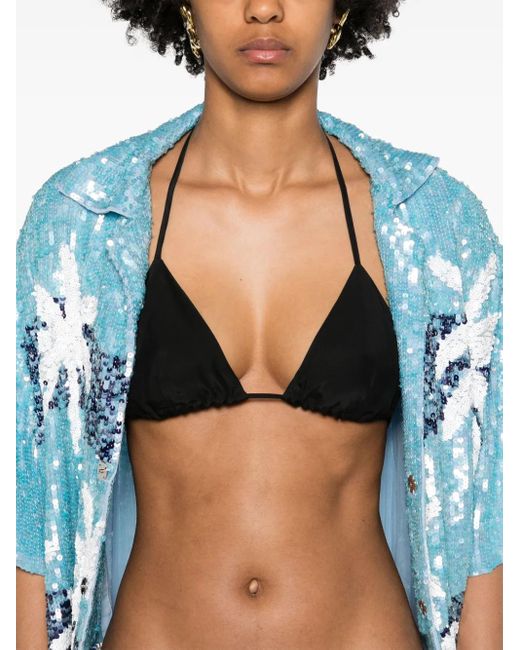 P.A.R.O.S.H. Black Halterneck Silk Bra Top