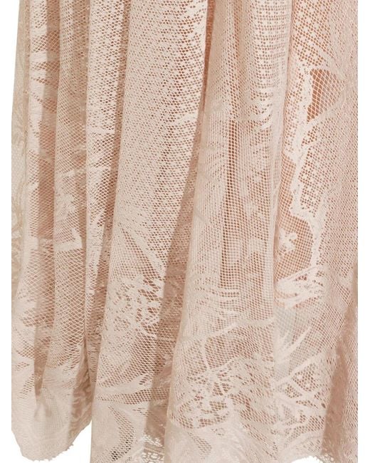 Fabiana Filippi Pink Lace-Panelling A-Line Midi Skirt