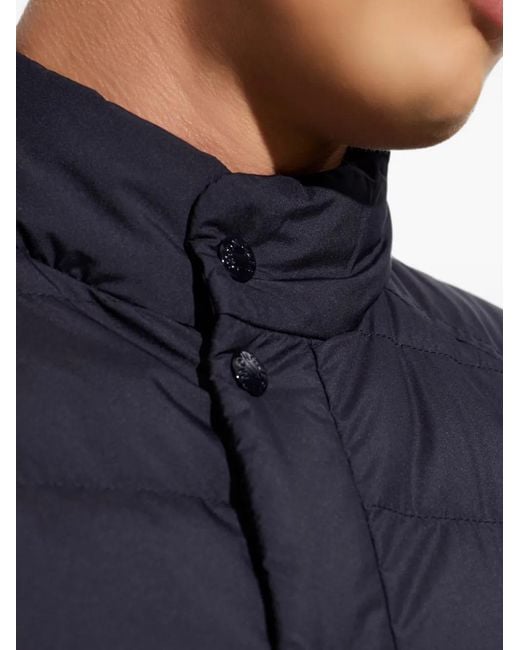 Moncler Blue High-Neck Quilted-Front Jacket for men