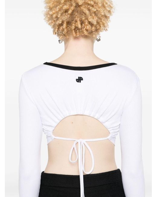 Patou White Fine-ribbed Cropped Top
