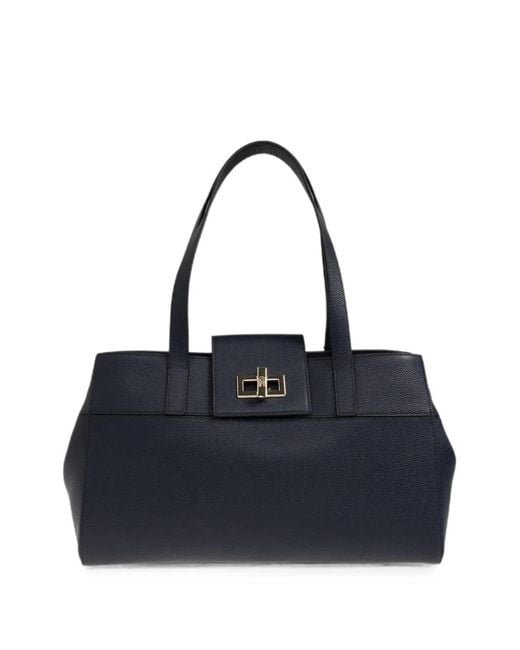 Furla Blue Large Amelia Leather Shoulder Bag