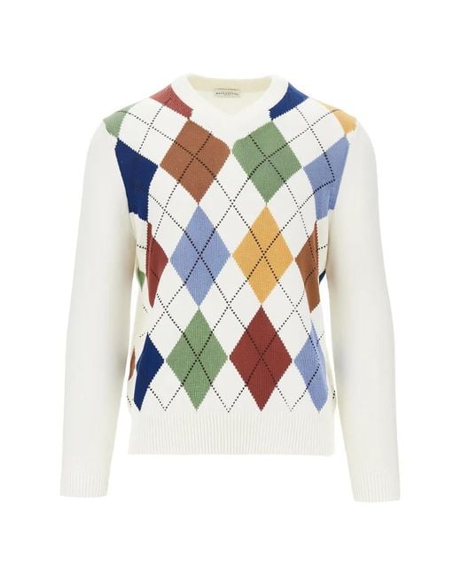Jersey Con Motivo De Rombos Y Cuello En V Ballantyne de hombre de color White