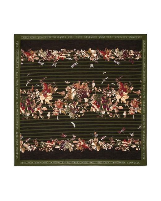 Jean Paul Gaultier Black Striped Floral Scarf