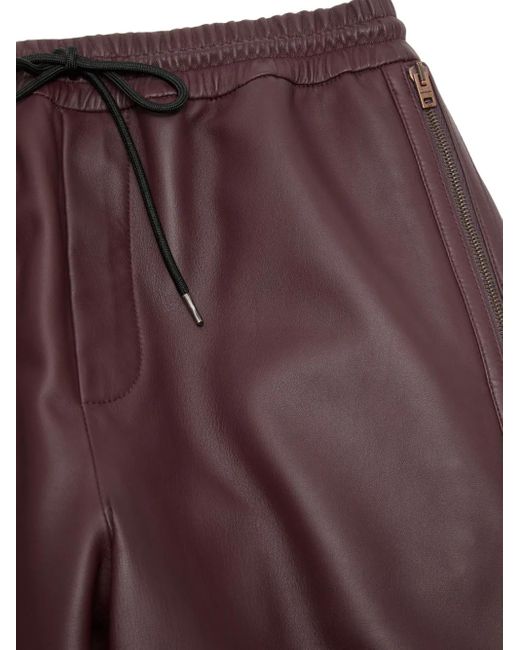 Acne Purple Drawstring Leather Trousers for men
