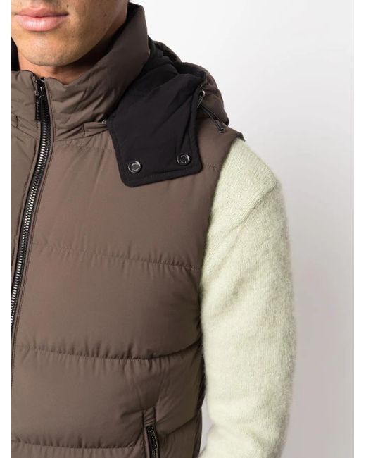 Moorer Brown High-Neck Padded Gilet for men
