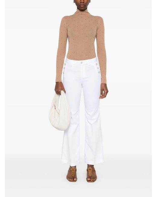 Liu Jo White Long Jeans With Buttons