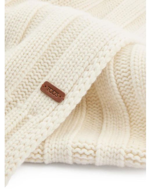Tod's Natural Ribbed-Knit Scarf for men