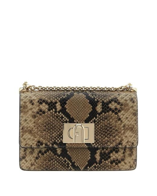 Furla Brown 1927 Python-Print Mini Bag