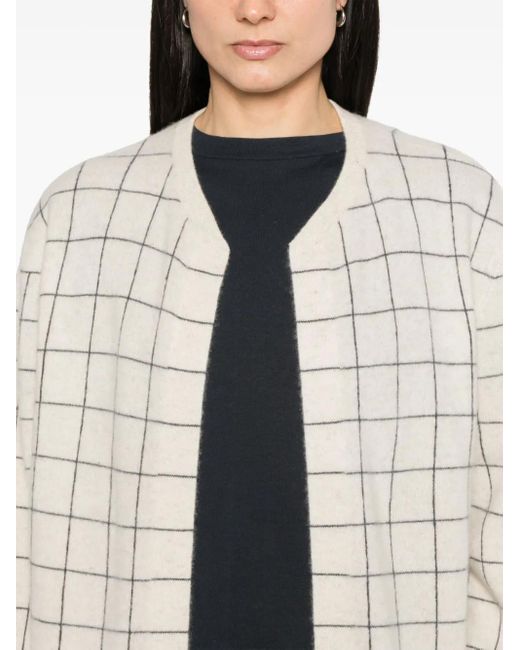 Frenckenberger Natural Windowpane-Pattern Cardigan