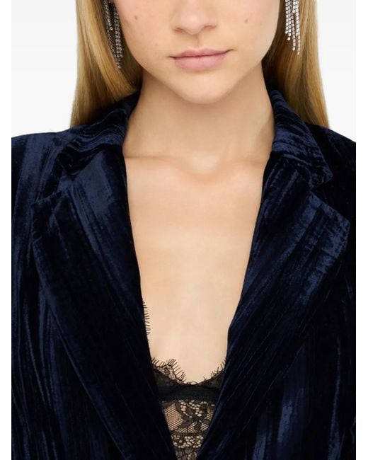Liu Jo Geplooide Fluwelen Blazer in het Blue