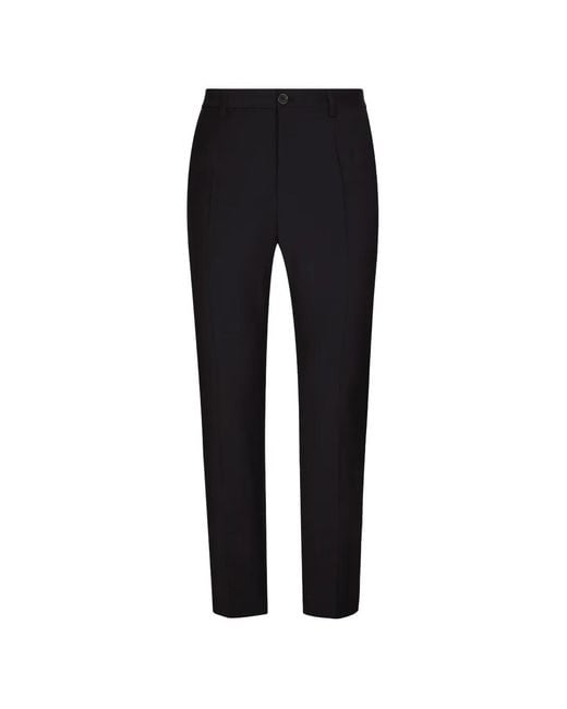 Dolce & Gabbana Blue Logo-Embroidered Tailored Trousers for men
