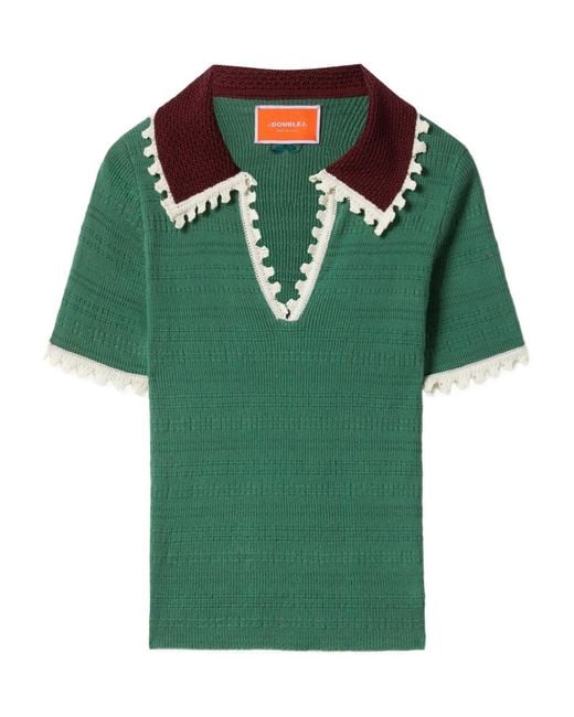 LaDoubleJ Green Scallop-Trimmed Polo Shirt