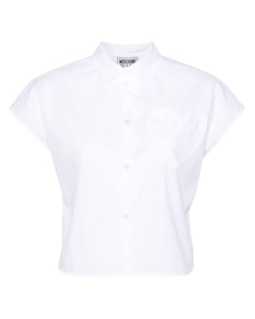 Moschino Jeans White Heart-patch Poplin Shirt