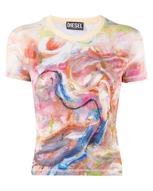 DIESEL Pink T-skinzy-g1 Painterly-print T-shirt