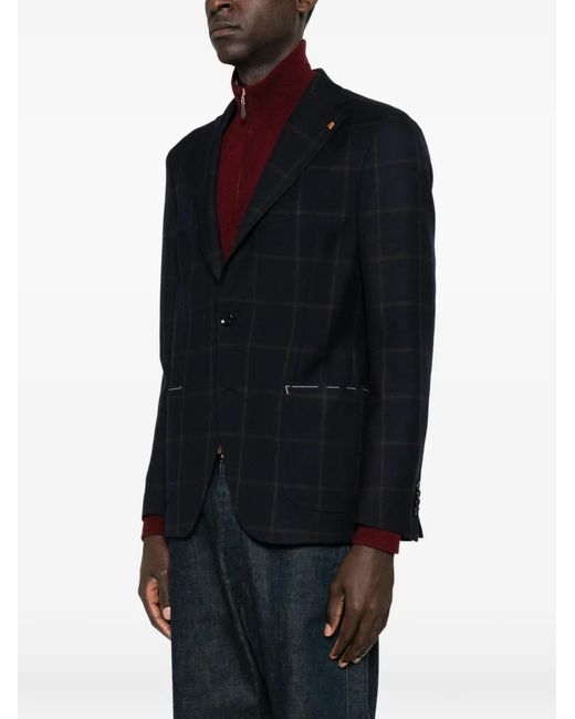 Latorre Black Check-Pattern Blazer for men