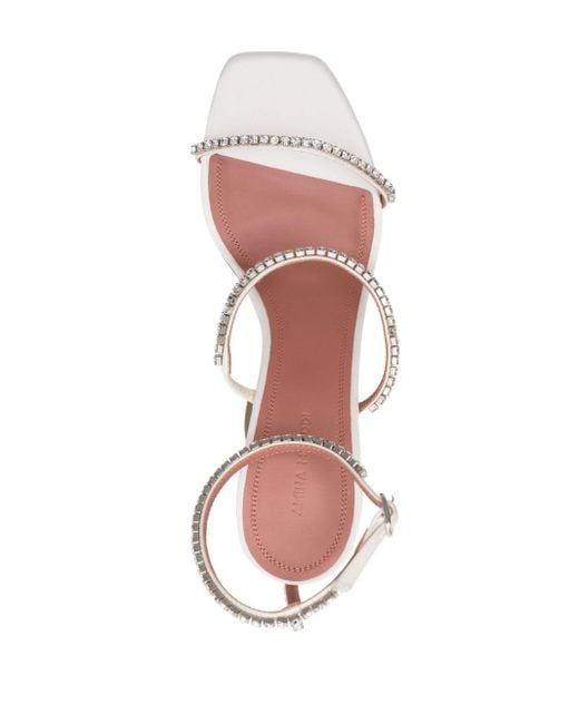 AMINA MUADDI White Gilda 95mm Crystal Leather Sandals