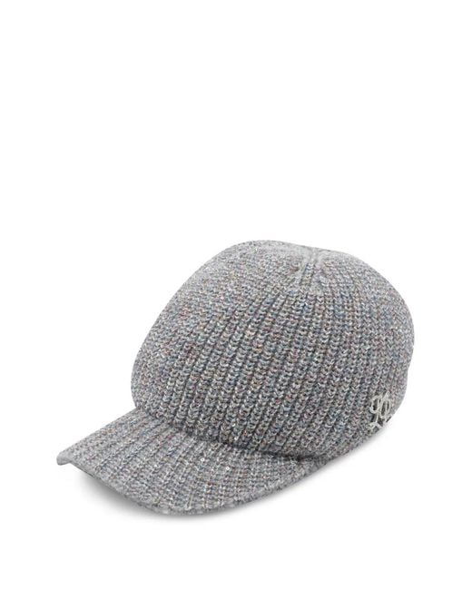 Liu Jo Gray Sequin-Embellished Knitted Cap