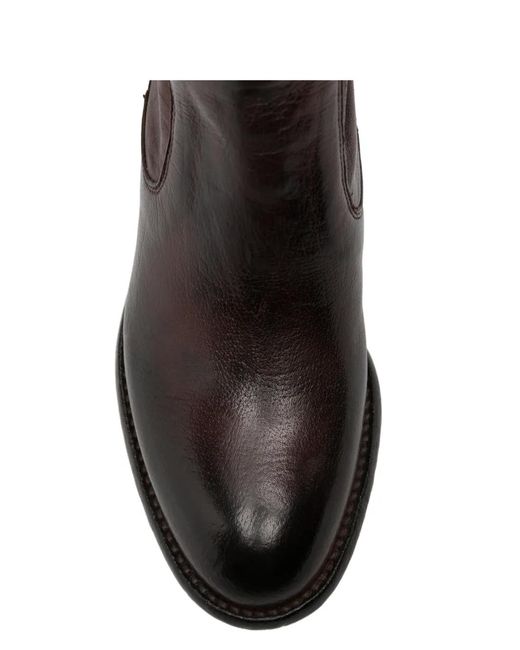 LEMARGO Brown Rear-Zip Leather Ankle Boots