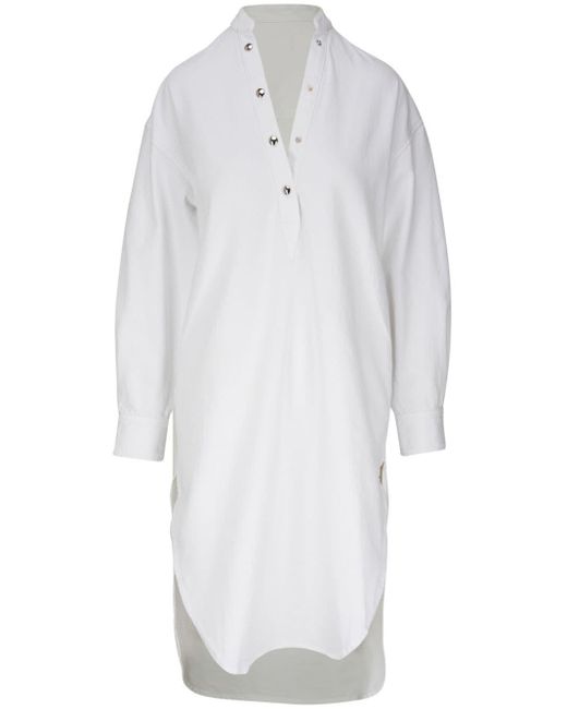 Khaite White Seffi Denim Midi Shirt Dress