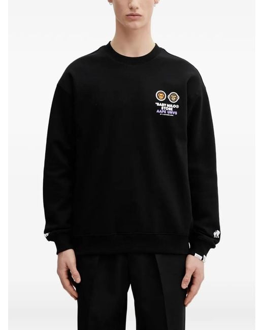 Aape By A Bathing Ape Black X Baby Milo Store Aapeunvs Logo Patch Sweatshirt for men