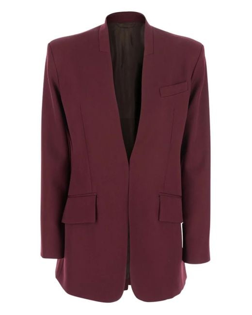 The Attico Purple Padded-Shoulder Gabardine Blazer