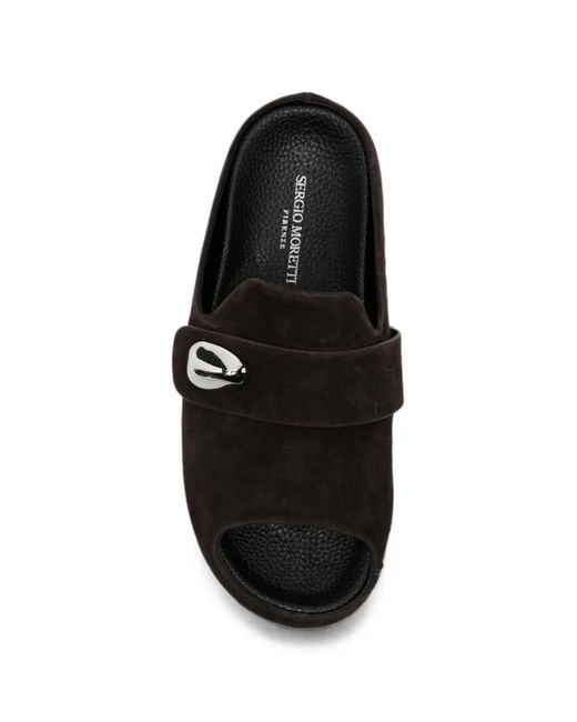 SERGIO MORETTI FIRENZE Black Embellished Open-Toe Sandals