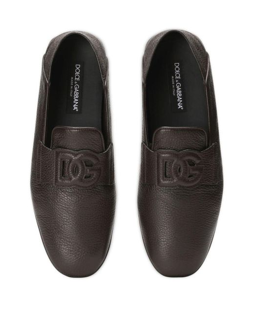 Dolce & Gabbana Leren Loafers Met Logo-applicatie in het Gray voor heren