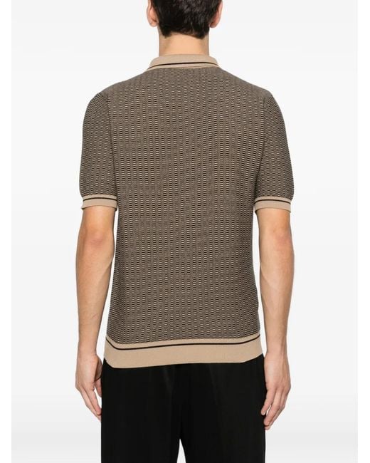 Tagliatore Brown Patterned Polo Shirt for men