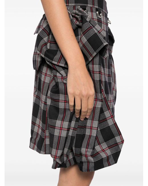 Noir Kei Ninomiya Wool Blend Checked A-Line Skirt in Black | Lyst UK