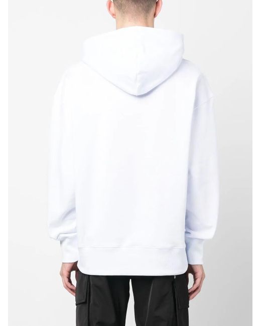 MSGM White Logo-Print Hoodie for men