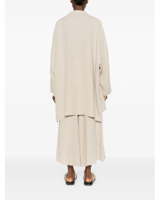 Alberta Ferretti Natural Mandarin-Collar Cardigan