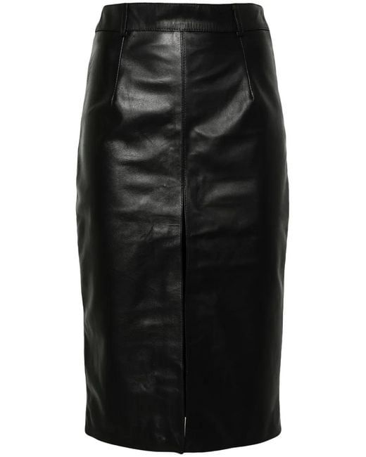 Manokhi Black Alma Leather Pencil Skirt