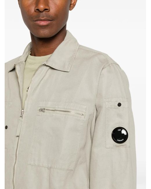 C P Company White Lens Zip Overshirt for men