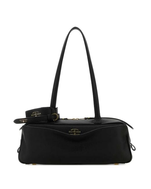 Balenciaga Black Structured Leather Shoulder Bag