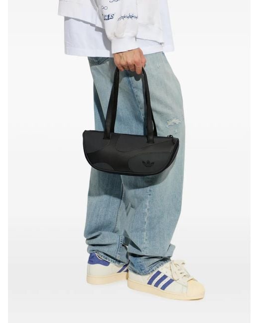 Adidas Black Small Logo-Patch Panelled Shoulder Bag