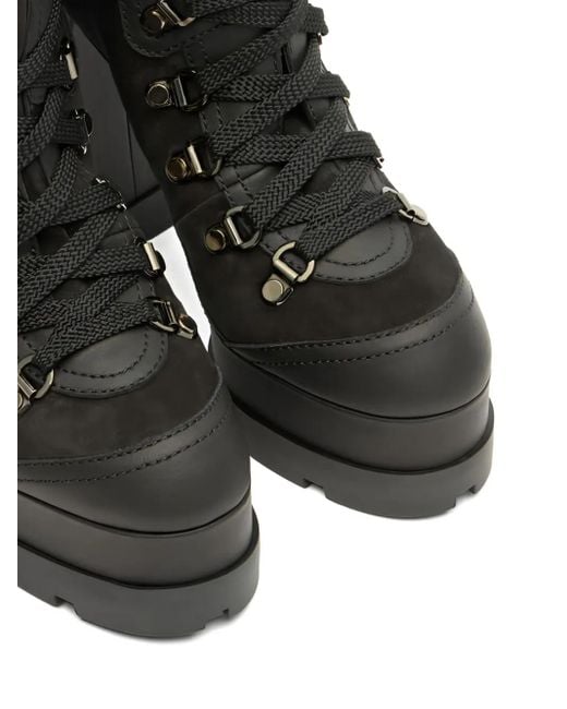 Casadei Black 120Mm Platform Lace-Up Boots