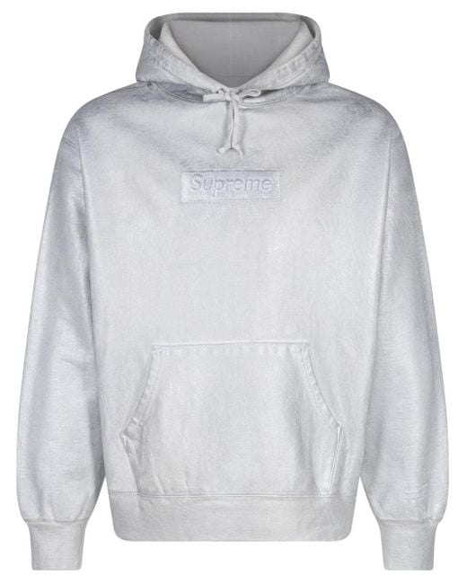 Supreme Gray X Mm6 Maison Margiela Foil Box Logo Hoodie