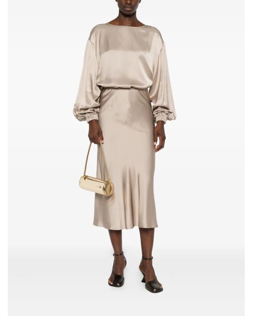 Ottod'Ame Natural Elastic-Cuff Satin Blouse
