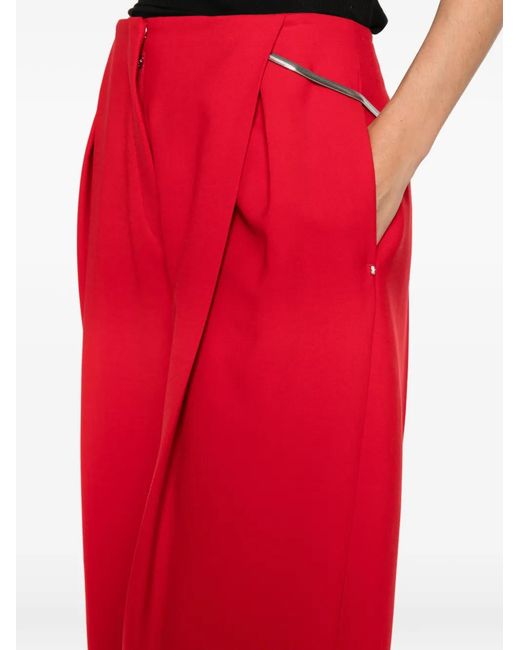 Sportmax Red Pleated-Front Trousers