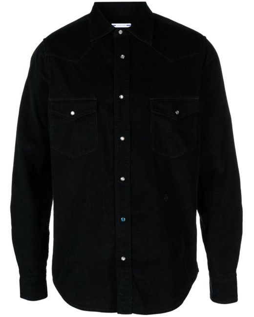 Jacob Cohen Black Western Velvet-corduroy Shirt for men