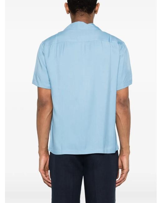 Sandro Blue Loose-Fit Shark Collar Shirt for men